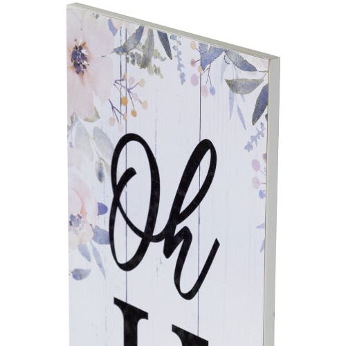 Northlight 36" Floral "oh Hello" Wooden Porch Board Sign Decoration In White