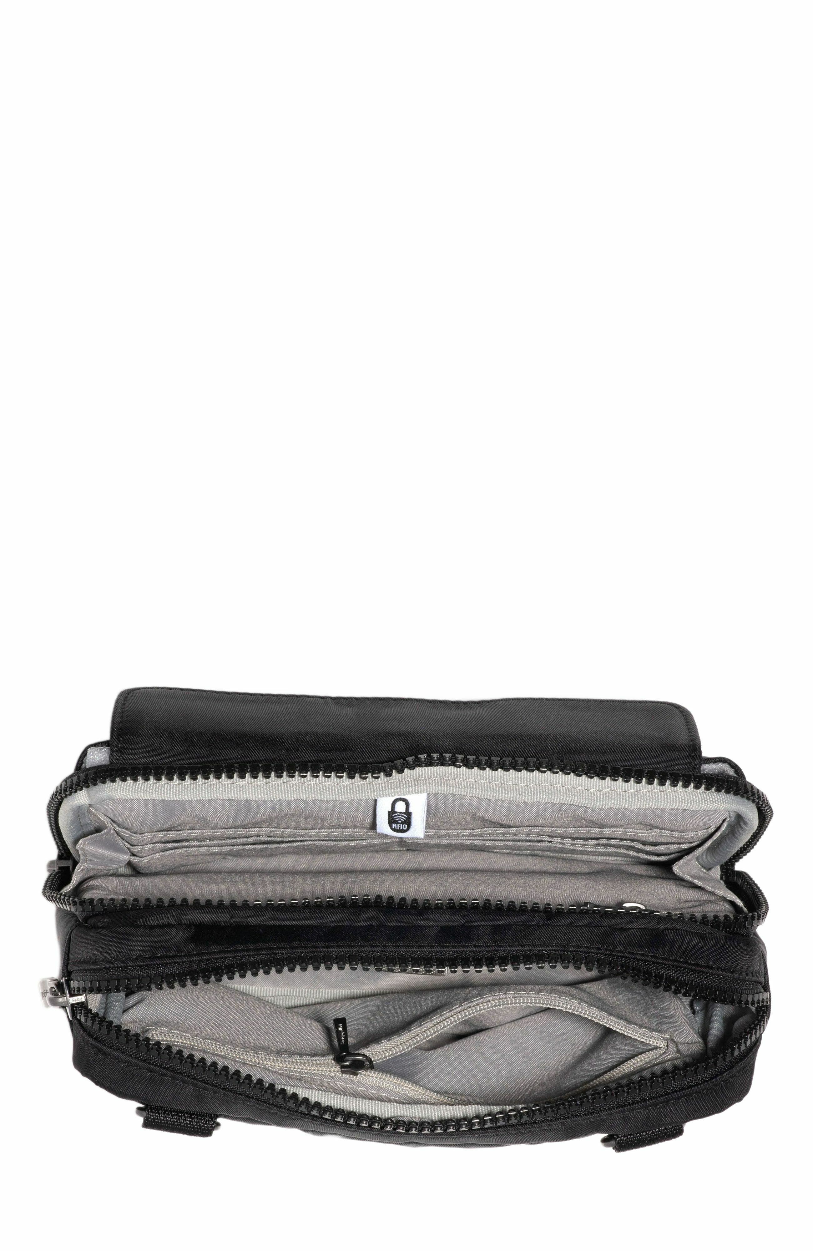 BAGGALLINI Modern Double Zip Crossbody Bag, Alternate, color, Black Twill