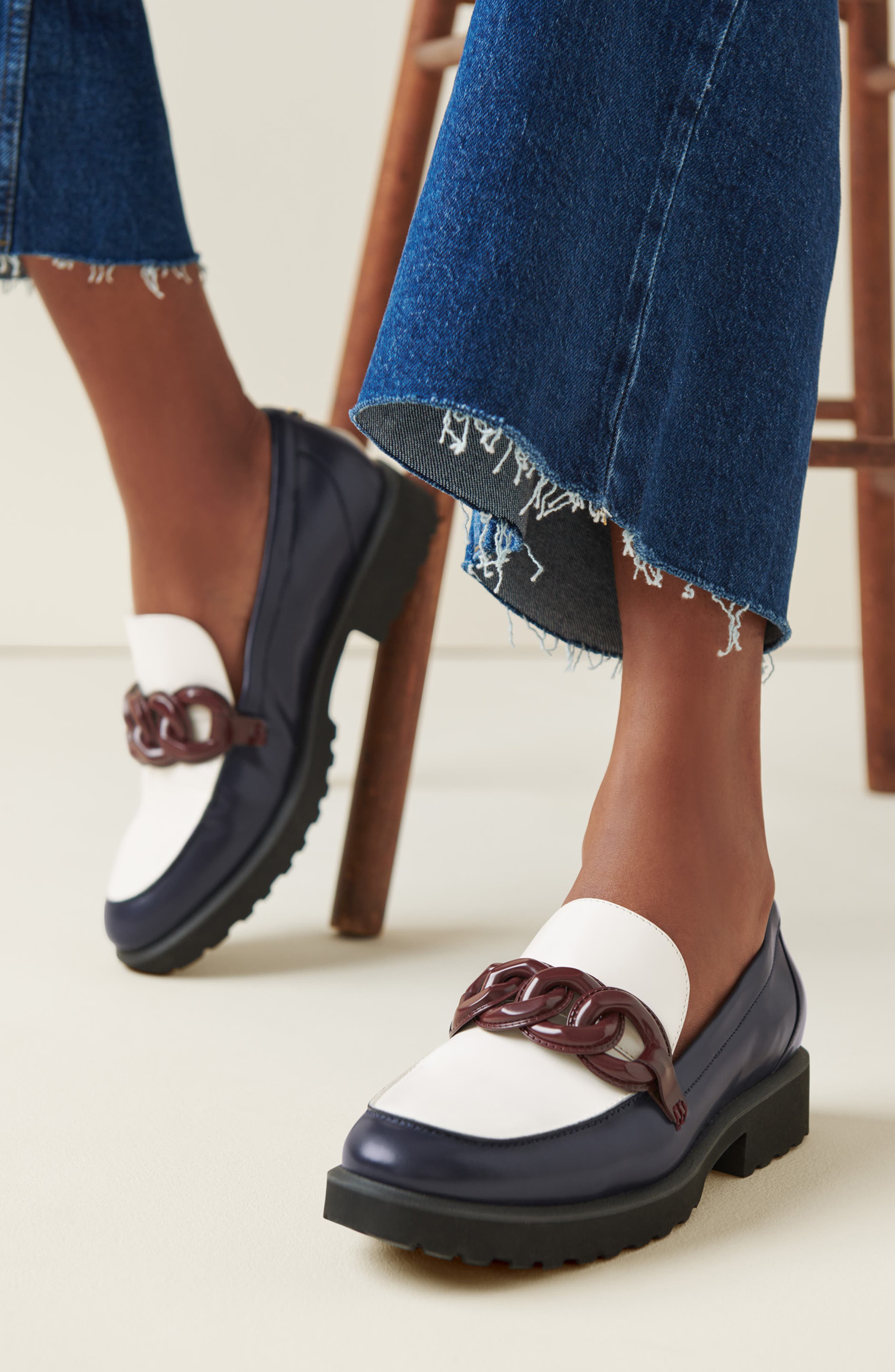 Geneva Chain Loafer, Alternate, color, NAVY BLAZE