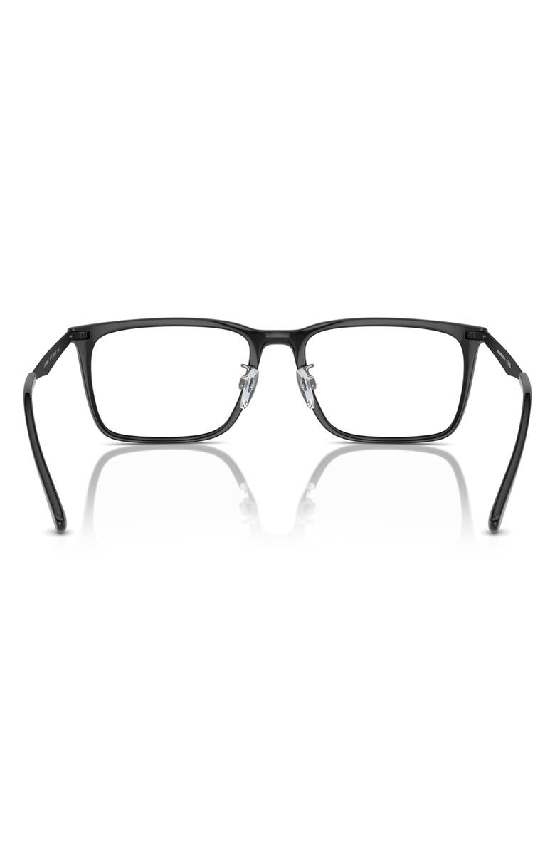 Emporio Armani 55mm Rectangle Optical Glasses, Alternate, color, Shiny Black / Demo Lens