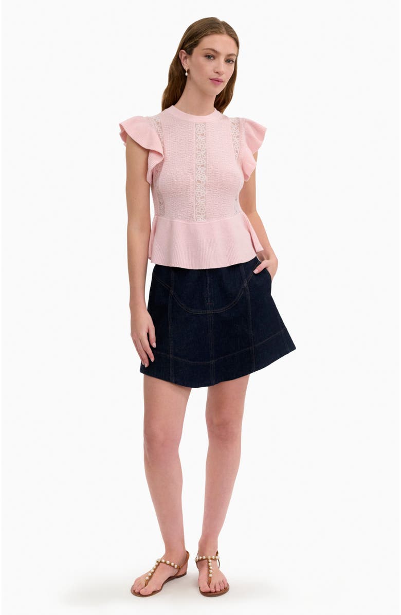 Rebecca Taylor Rhea Lace Knit Sweater, Main, color, Peony Pink