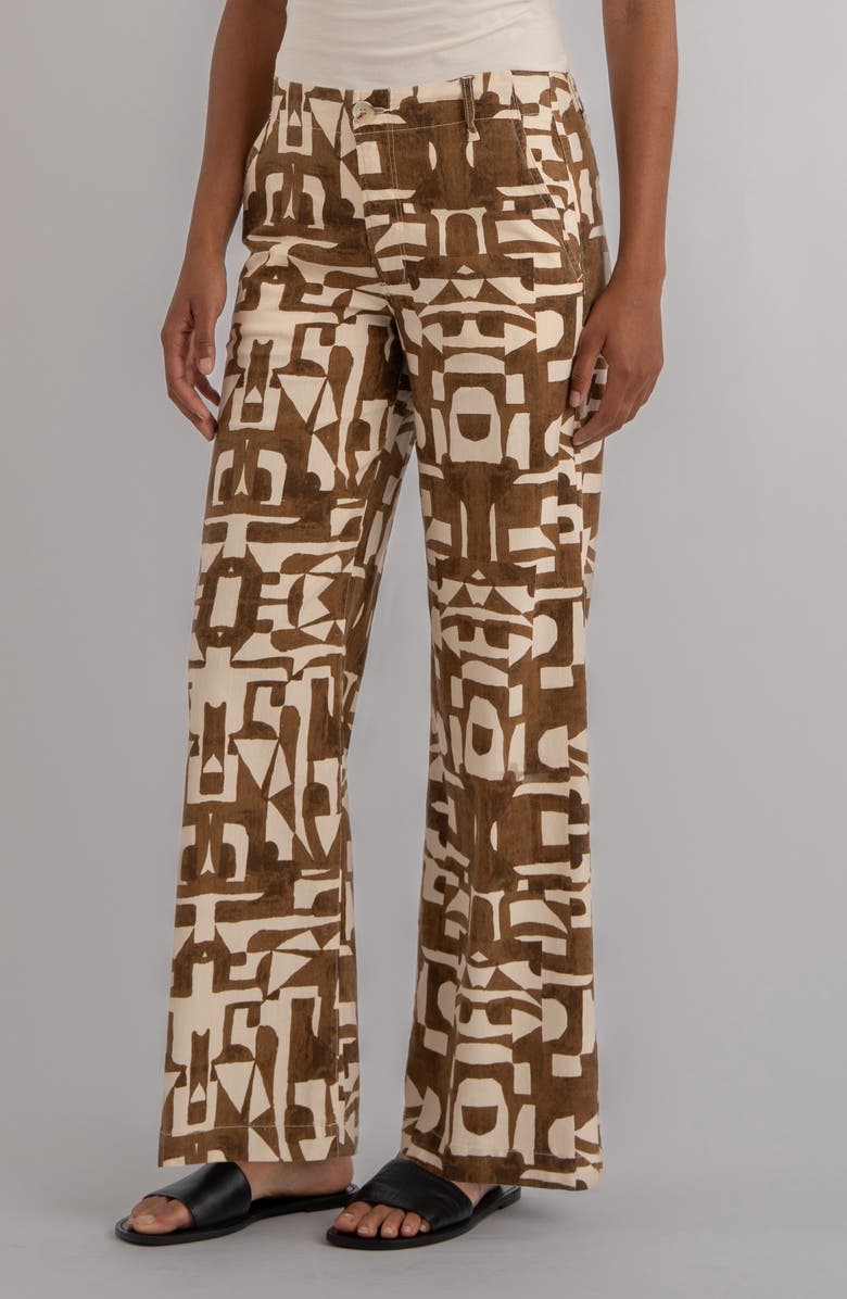 KUT from the Kloth Meg Print High Waist Wide Leg Pants, Alternate, color, Wood