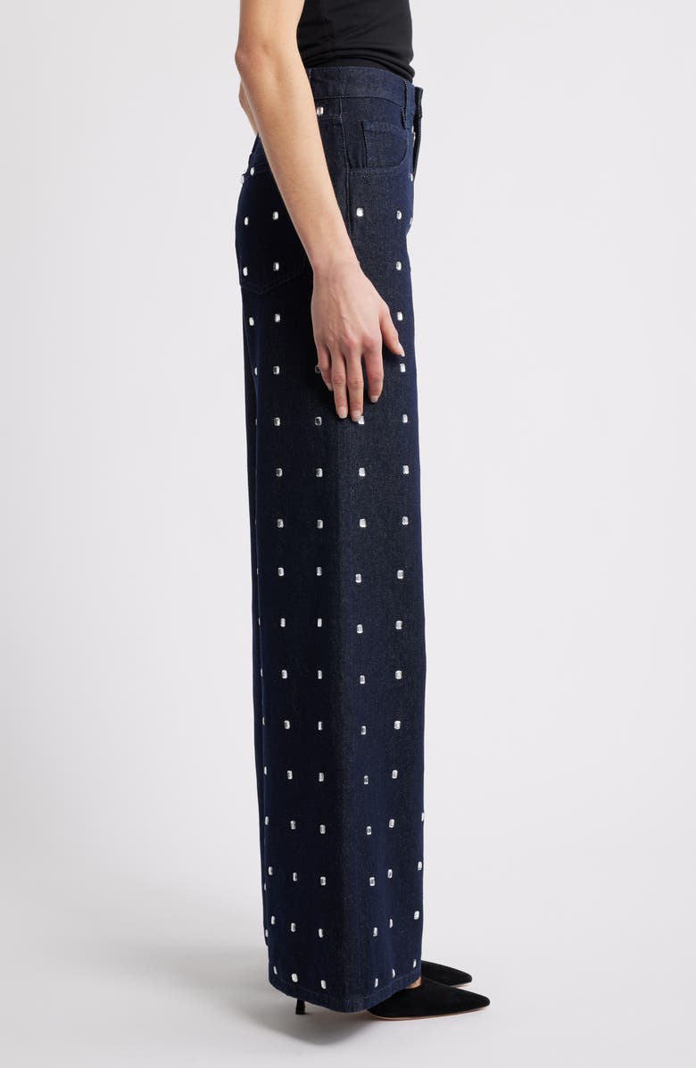 MANGO Leo Crystal Embellished Wide Leg Jeans, Alternate, color, Open Blue