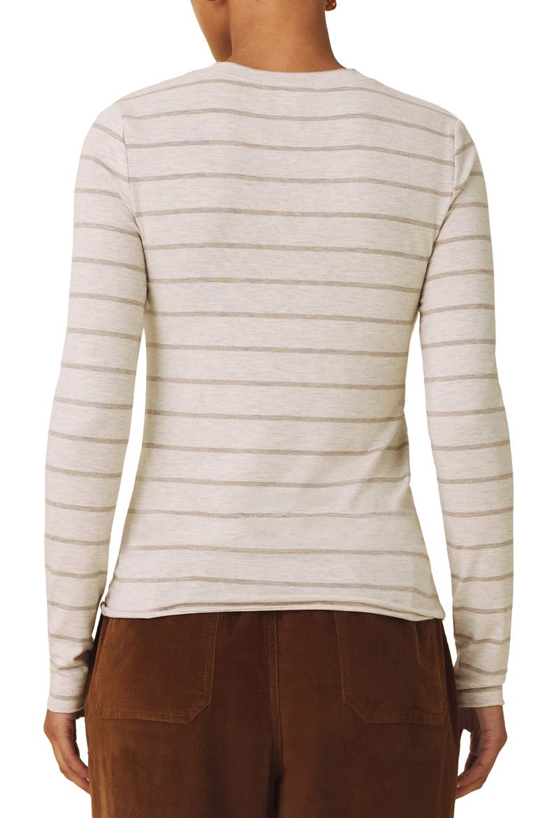Bri Stripe Long Sleeve T-Shirt, Alternate, color, WHITE PALE OAK/ LIGHT BROWN