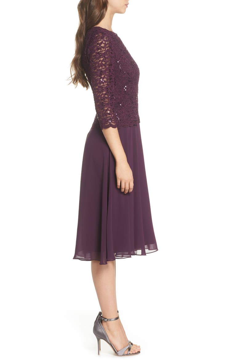 Faux Two-Piece Cocktail Dress, Alternate, color, DEEP PLUM