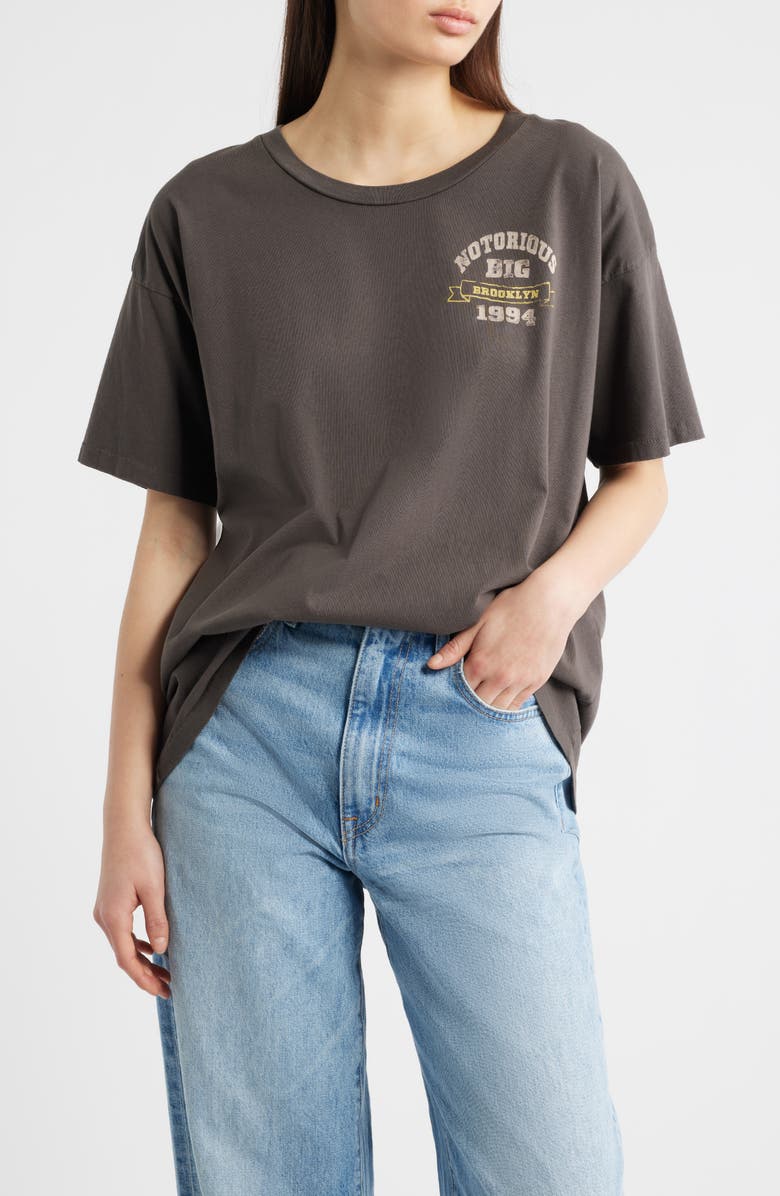 Daydreamer Notorious B.I.G. Brooklyn 1994 Cotton Graphic T-Shirt, Main, color, Washed Black