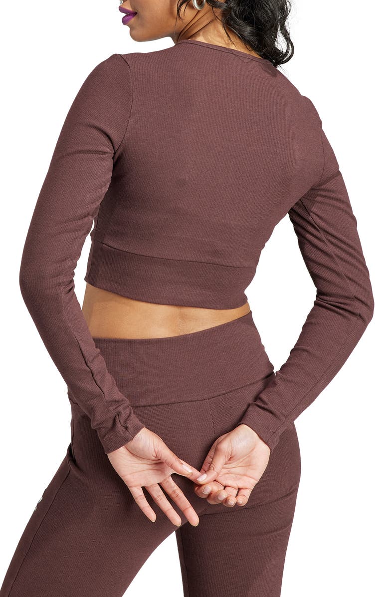 adidas Originals Rib Long Sleeve Crop Top, Alternate, color, 