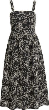 Sam Edelman Floral Embroidered Cotton Midi Dress