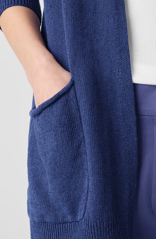 Eileen Fisher Patch Pocket Organic Linen & Organic Cotton Cardigan In Bluette