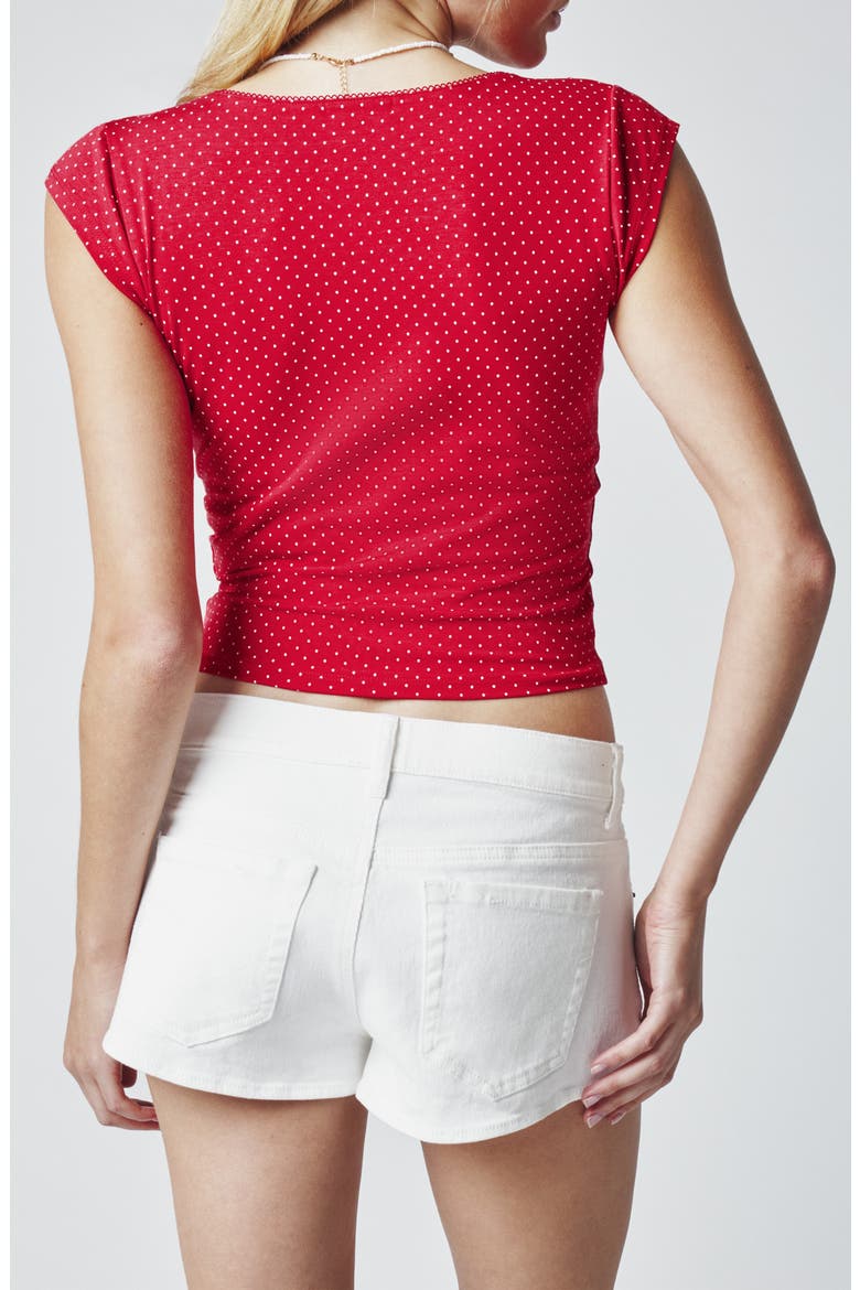 Lace Trim T-Shirt, Alternate, color, RED POLKA DOT