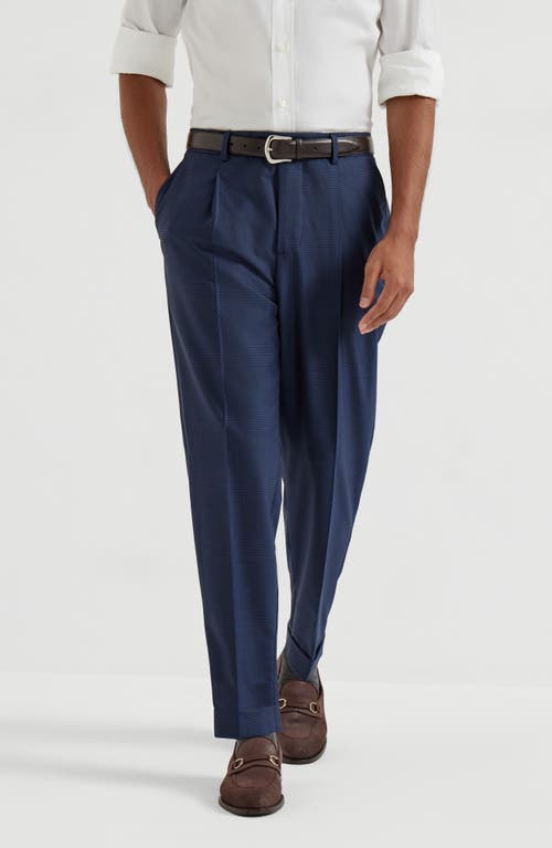 Brunello Cucinelli Prince Of Wales Trousers In Blue