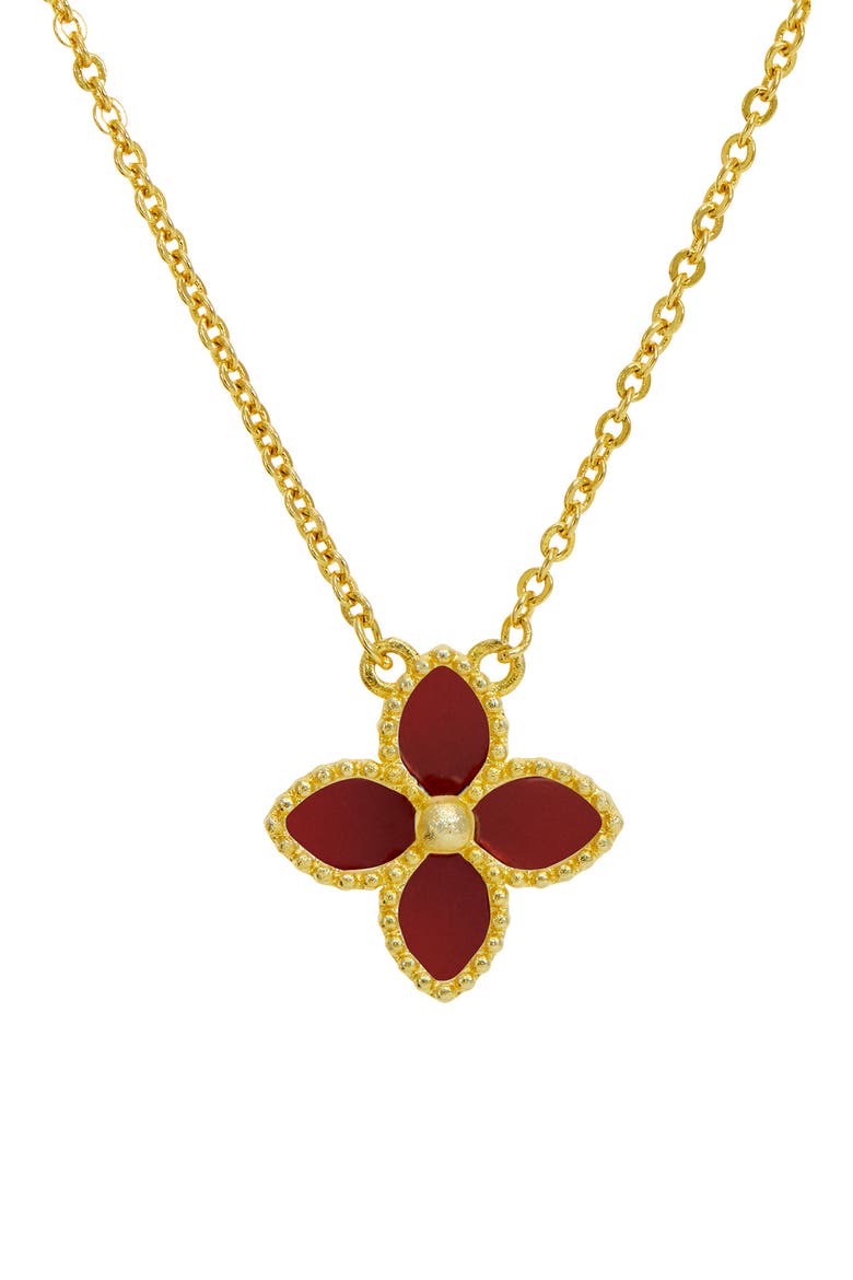 18K Gold Vermeil Agate Pendant Necklace, Main, color, RED