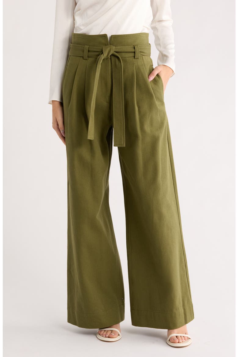 Emily Belted Twill Pants, Main, color, OLIVE