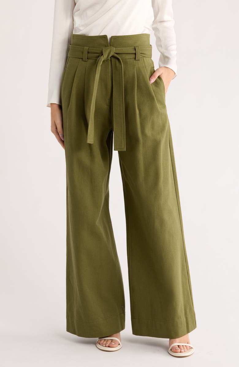 A.L.C. Emily Belted Twill Pants, Main, color, Olive