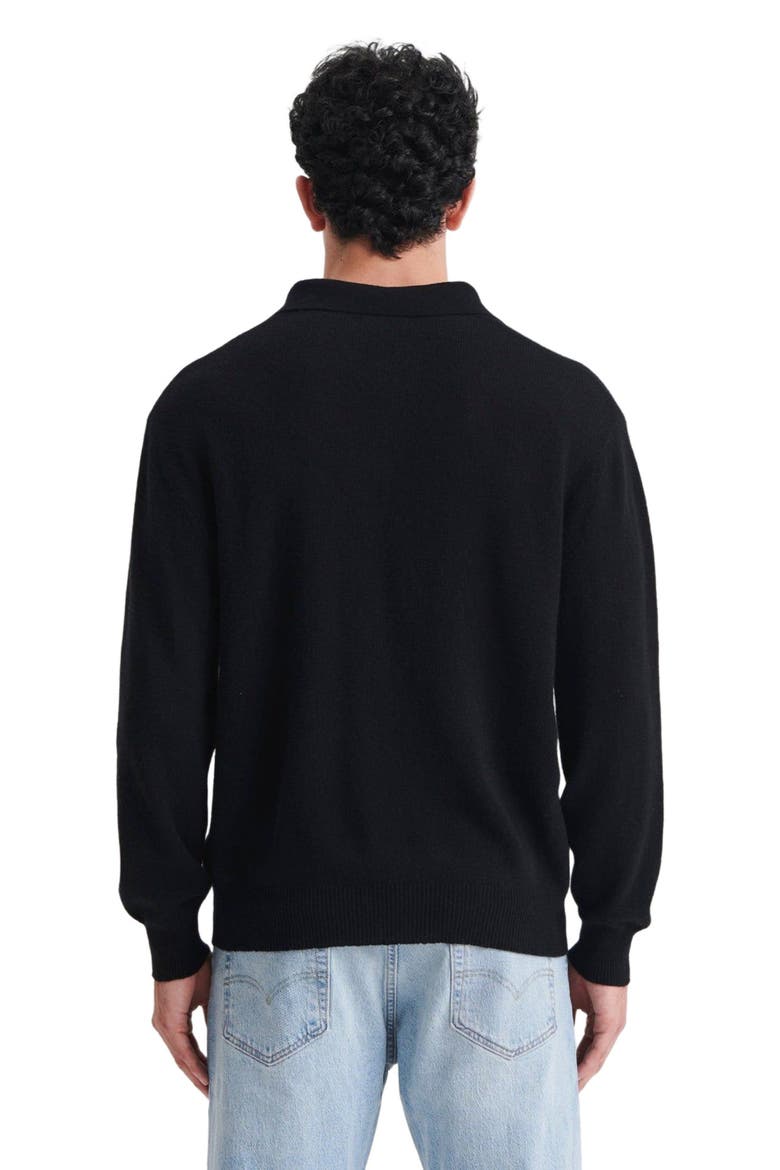 Lightweight Cashmere Relaxed Polo, Alternate, color, Black