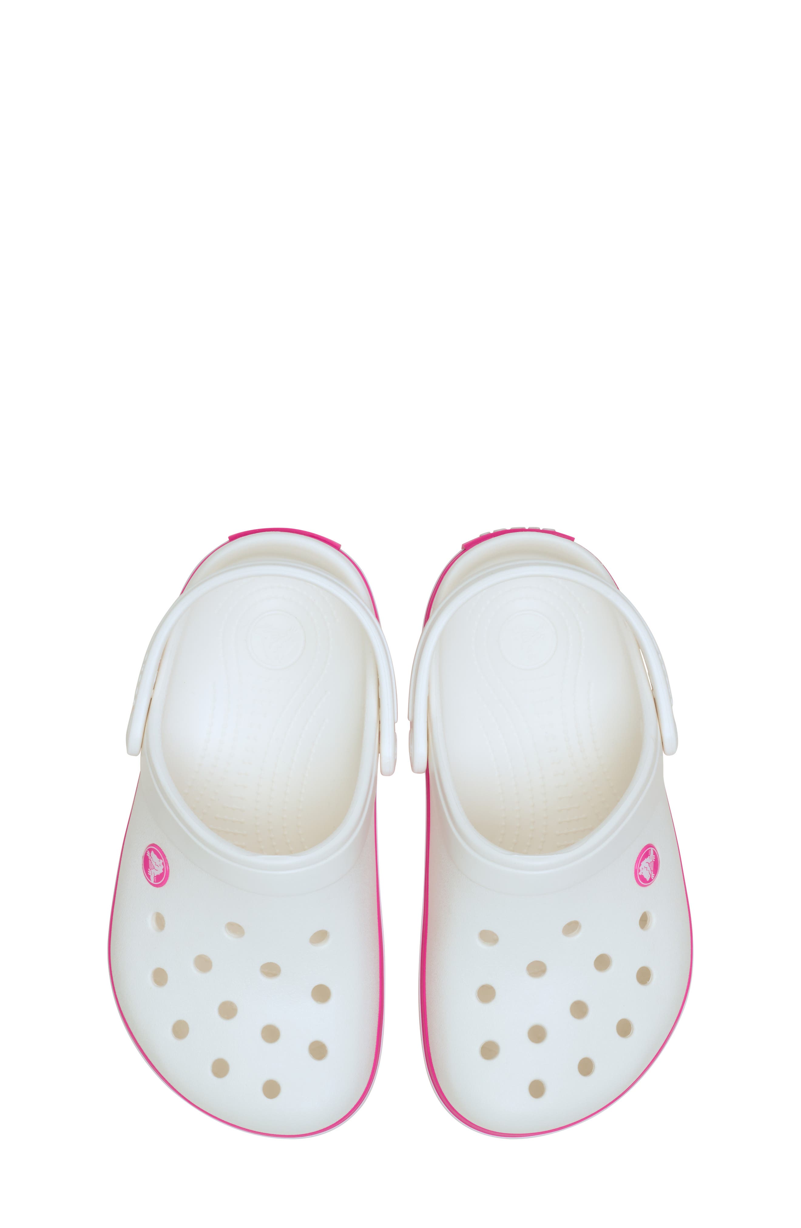 Kids' CrocBand Clog, Alternate, color, WHITE/ PINK CRUSH