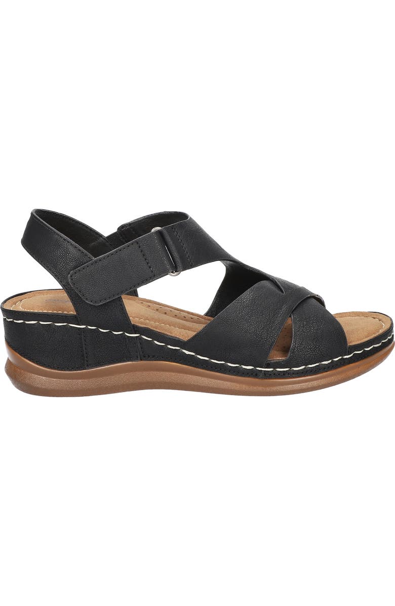EASY STREET <p>Lani Faux Leather Wedge Sandal (Women) </p>, Alternate, color, Black