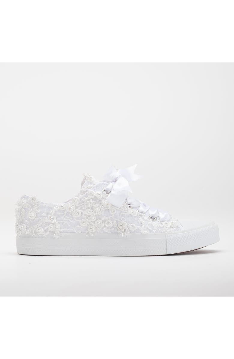 Forever & Always Shoes Bailey Lace White Bridal Sneakers, Alternate, color, White