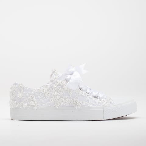 Bailey Lace White Bridal Sneakers