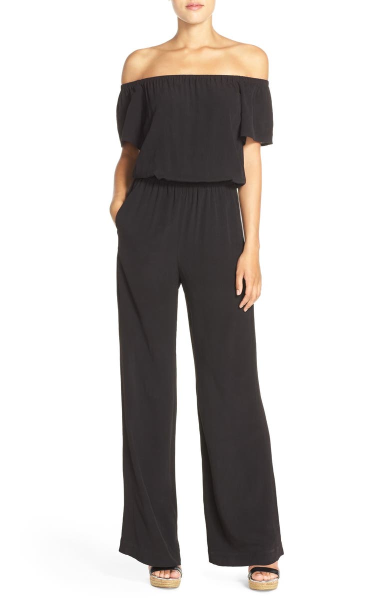 Charles Henry Off the Shoulder Wide Leg Jumpsuit, Main, color, 