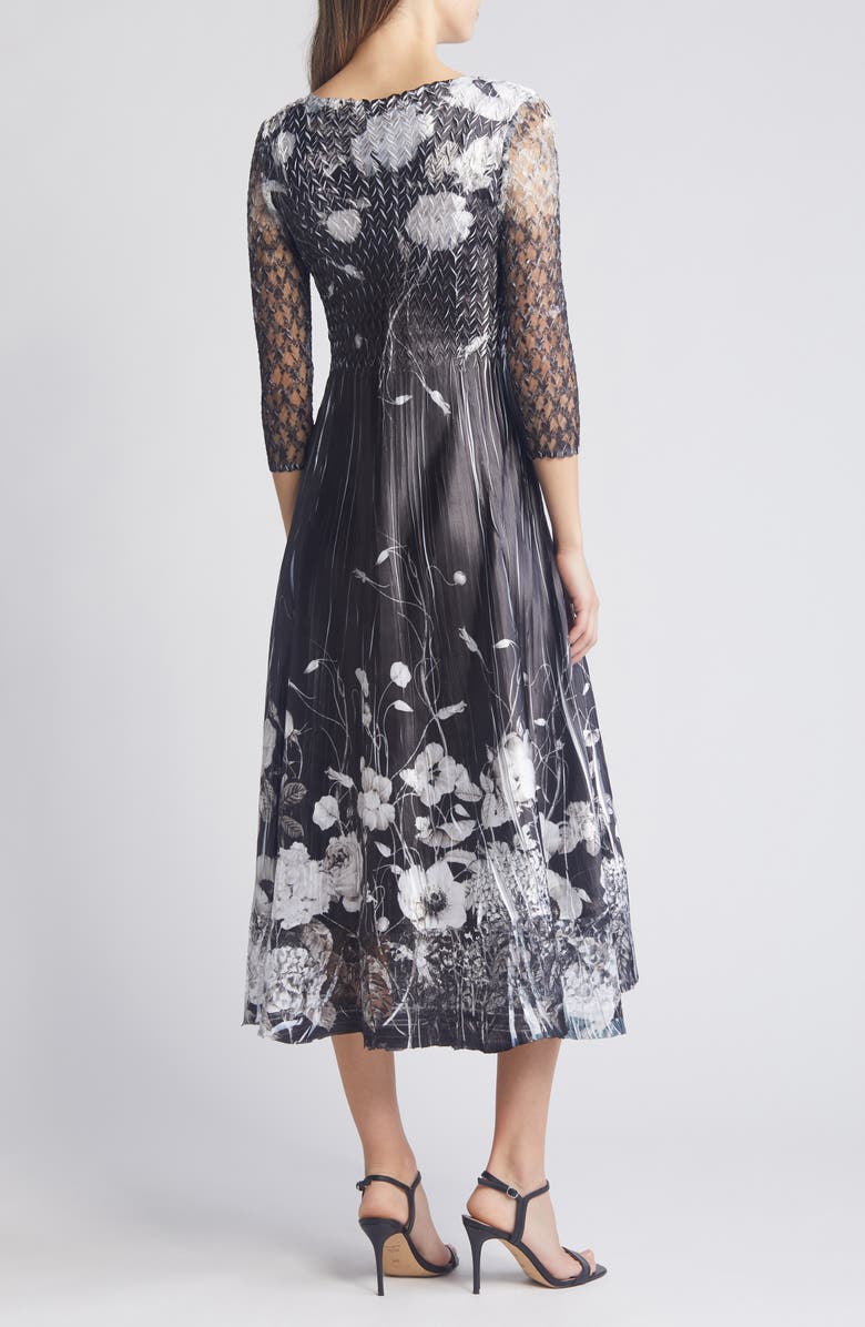 Komarov Lace Sleeve Charmeuse Cocktail Dress, Alternate, color, 