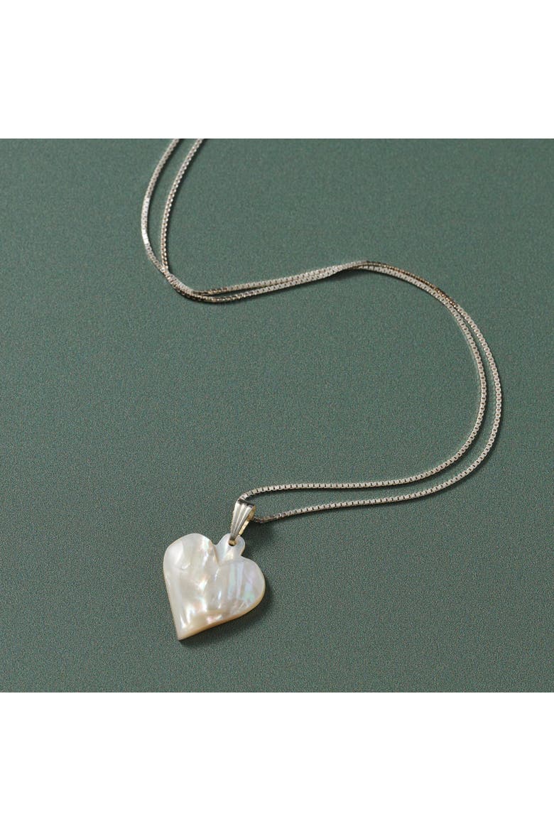 Mother of Pearl Heart Pendant Necklace, Alternate, color, White/Natural