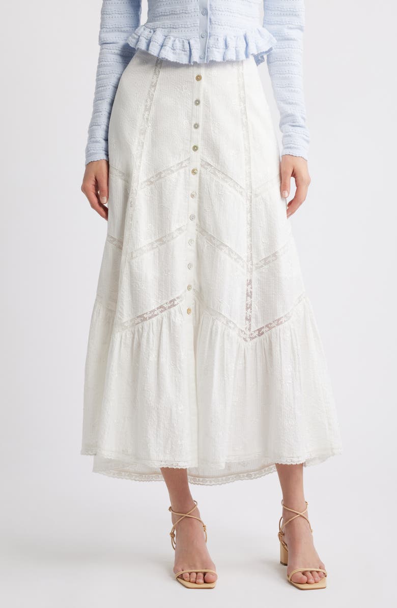 LoveShackFancy Ritson Cotton Skirt, Main, color, White