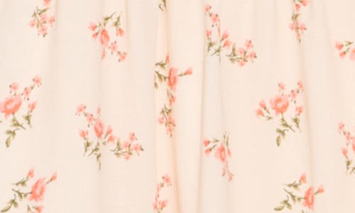 Shop Melrose And Market Smocked Puff Sleeve Midi Dress In Ivory- Pink Flowers