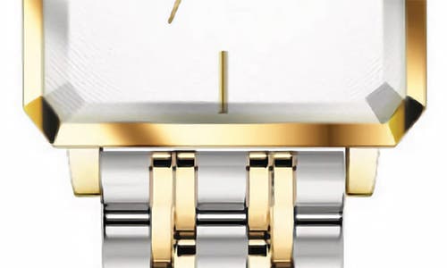 Alfred Sung Octavia Octagon Stainless Steel Bracelet Watch, 23mm X 29mm In 2 Tone Bracelet White Dial