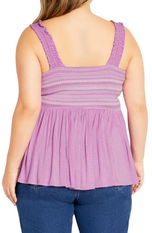 City Chic Danni Embroidered Peplum Tank In Purple