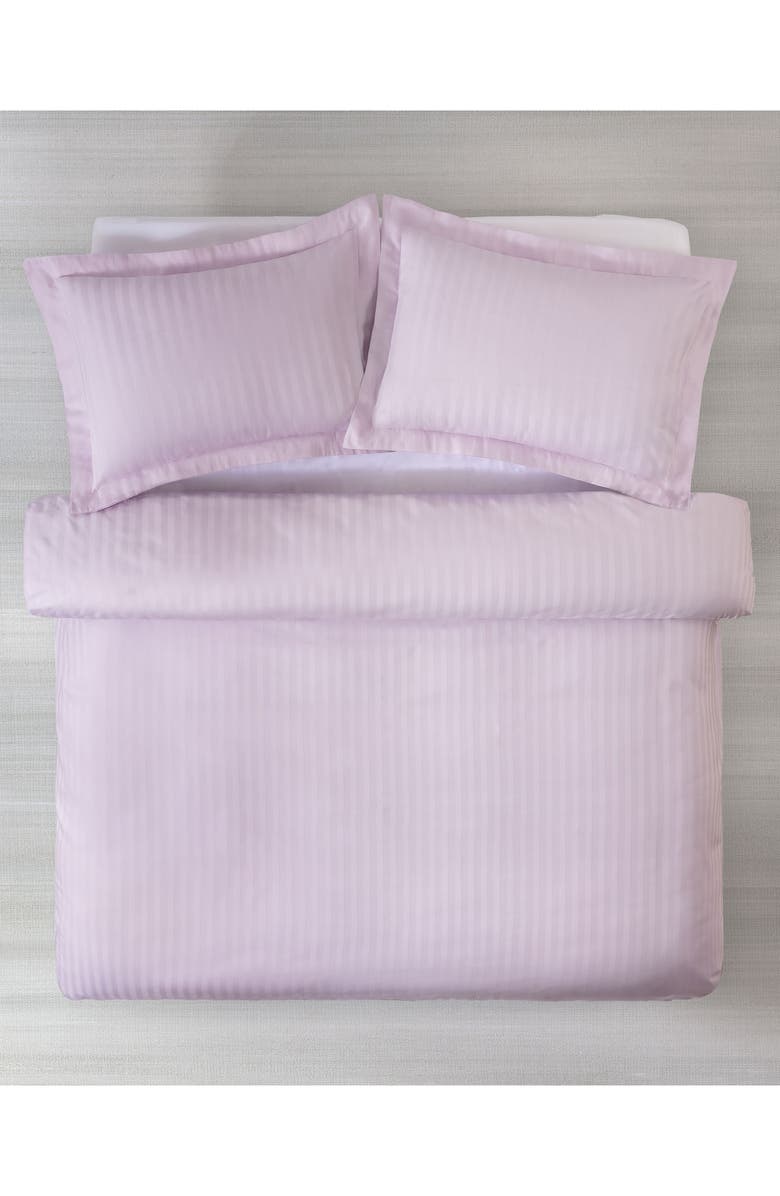 Brooks Brothers Sateen Stripe 3-Piece Duvet Set, Alternate, color, Lilac