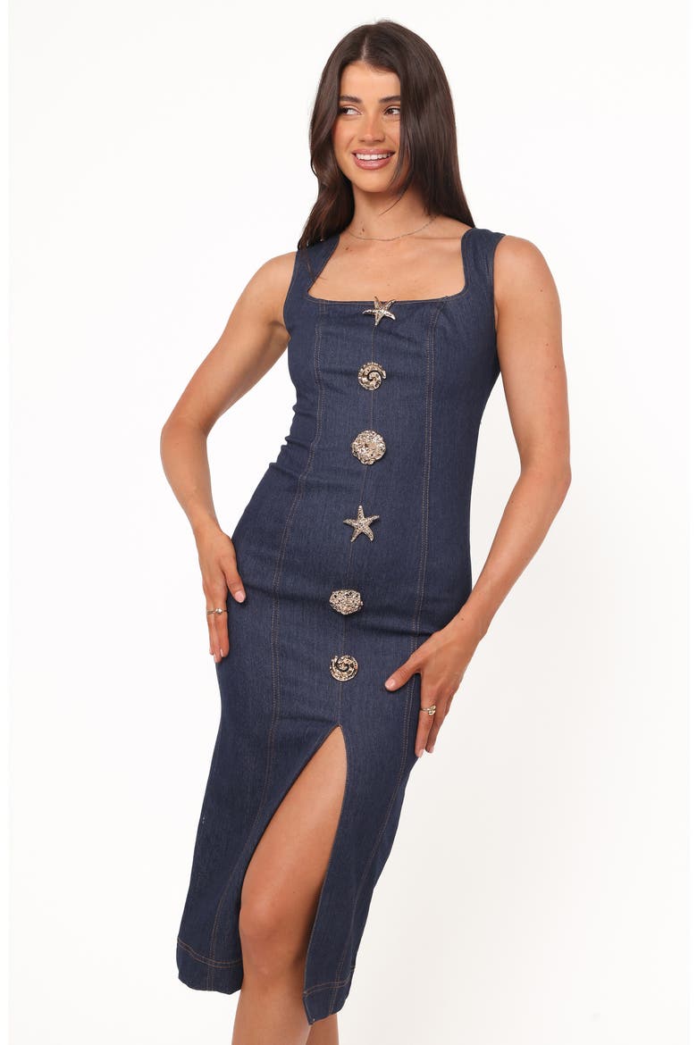 Slater Denim Sheath Dress, Alternate, color, DENIM