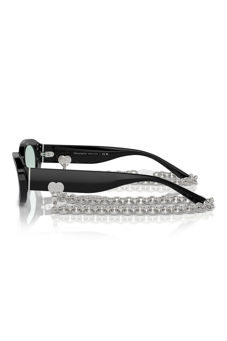 54mm Oval Sunglasses with Chain, Alternate, color, BLACK