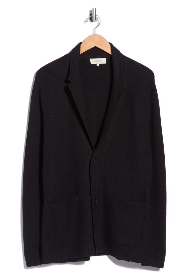 Honeycomb Stitch Sweater Blazer, Main, color, BLACK