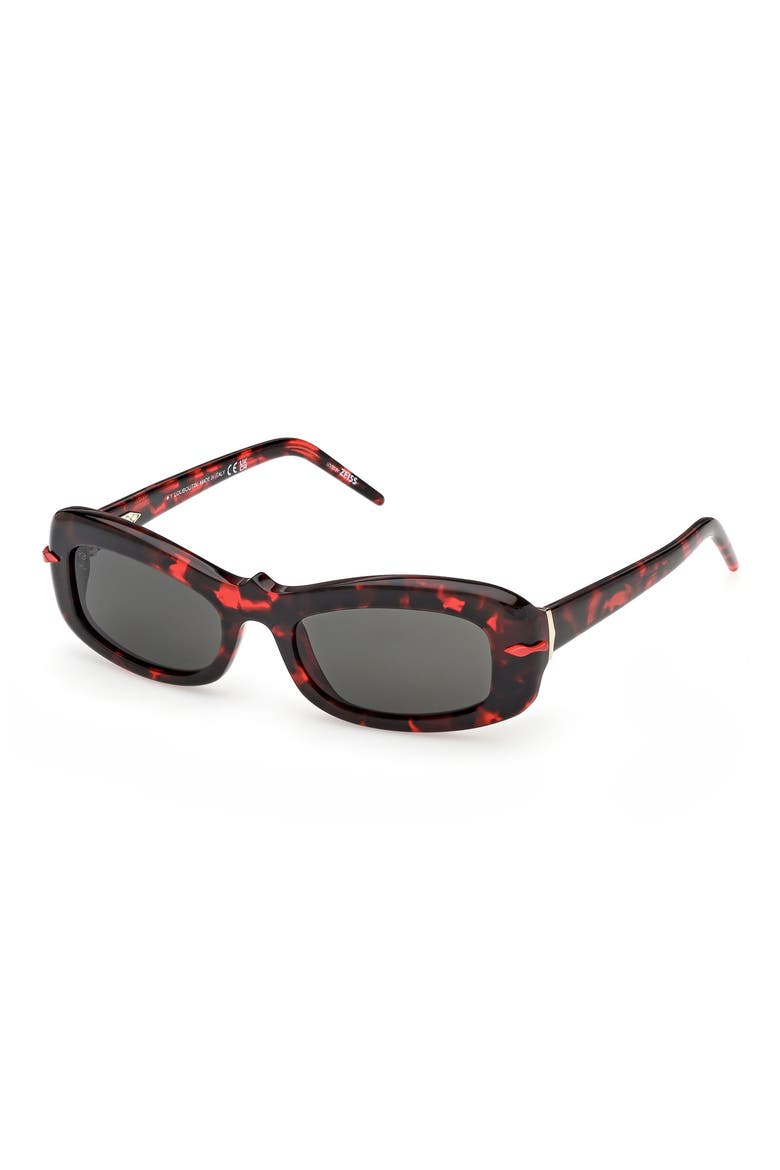 52mm Geometric Sunglasses, Alternate, color, RED HAVANA GOLD / ZEISS SMOKE