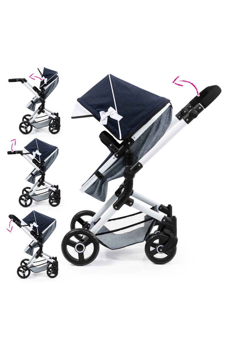 Bayer Design Pram Neo Vario Blue, Grey, White Fits Dolls Up to 20.5 Inch, Alternate, color, Blue