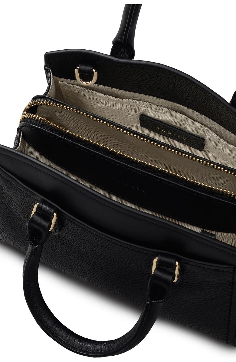 Radley Portland Way Mini Zip Leather Satchel, Alternate, color, Black