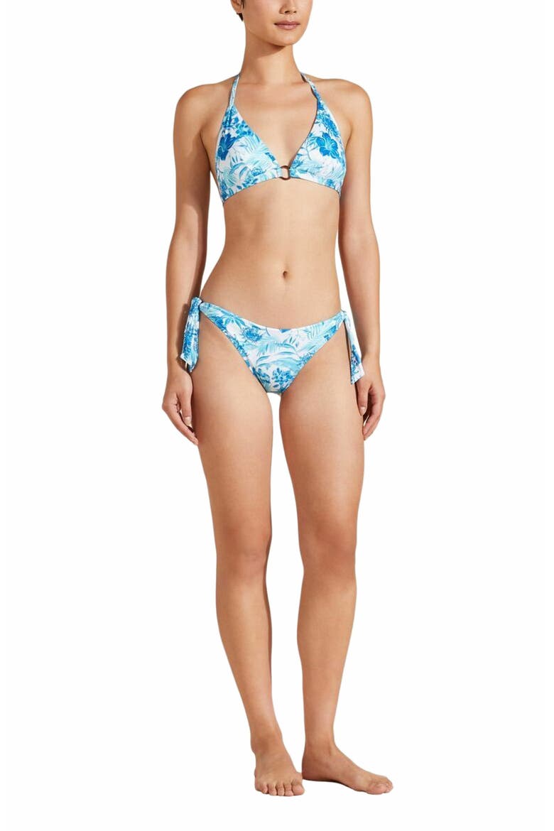 Women's Tahiti Flowers Halter Bikini Top, Main, color, BLANC