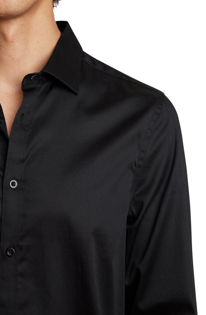 PAISLEY & GRAY Samuel Stretch Cotton Button-Up Shirt, Alternate, color, Coal Black