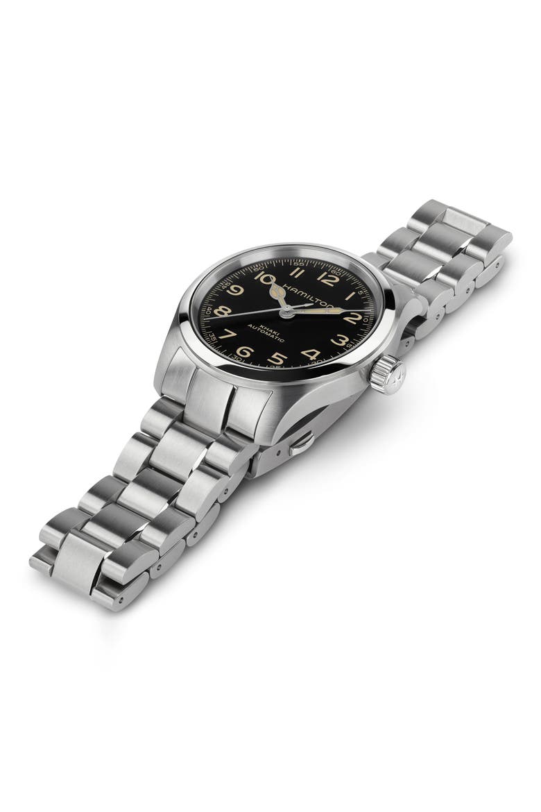 Khaki Field Automatic Bracelet Watch, 38mm, Alternate, color, BLACK