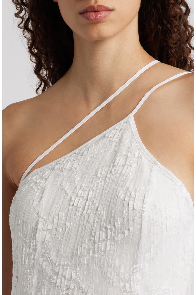 Athena Crimped Lace One-Shoulder Midi Dress, Alternate, color, CHANTILLY WHITE