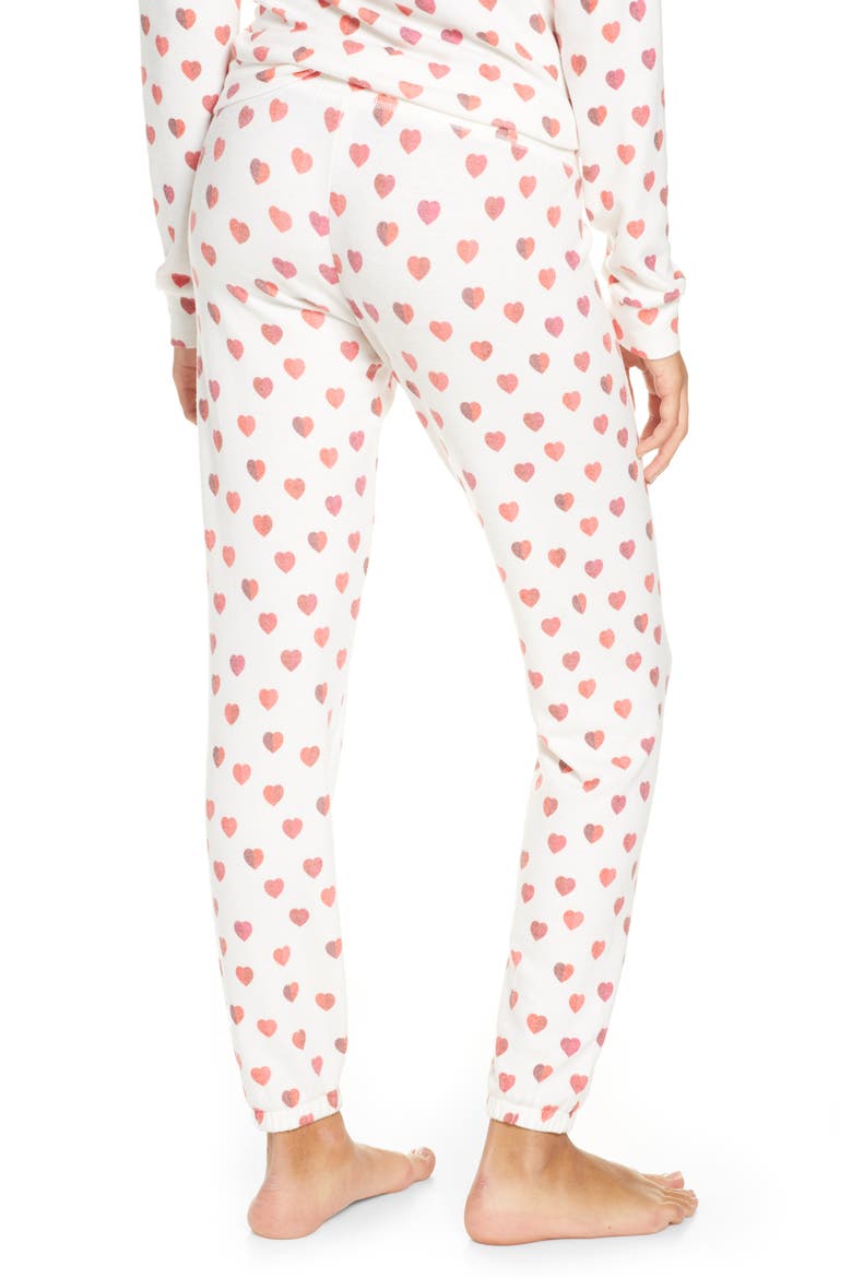Heart Print Jogger Pajama Pants, Alternate, color, IVORY