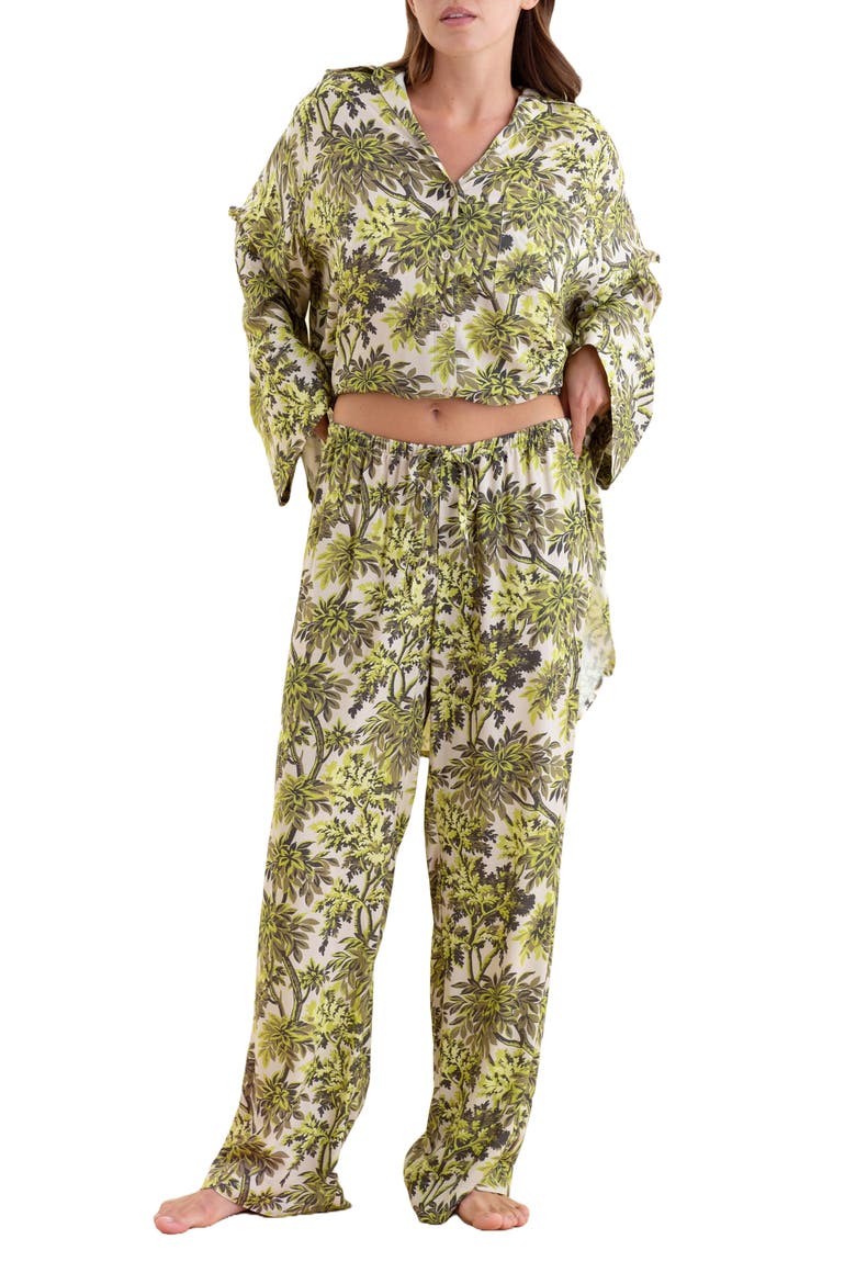 x Karen Walker Canopy Wide Leg Pajama Pants, Alternate, color, CITRONELLE