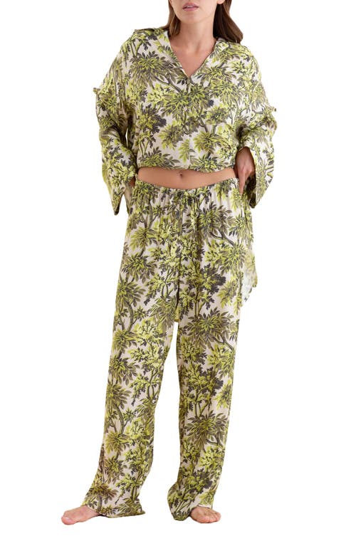 Papinelle X Karen Walker Canopy Wide Leg Pajamas In Citronelle