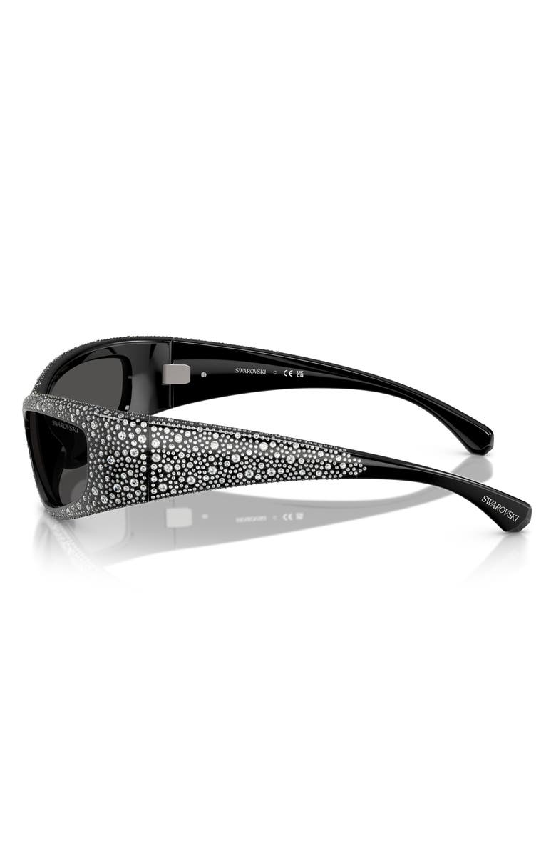 Swarovski 60mm Irregular Sunglasses, Alternate, color, Black