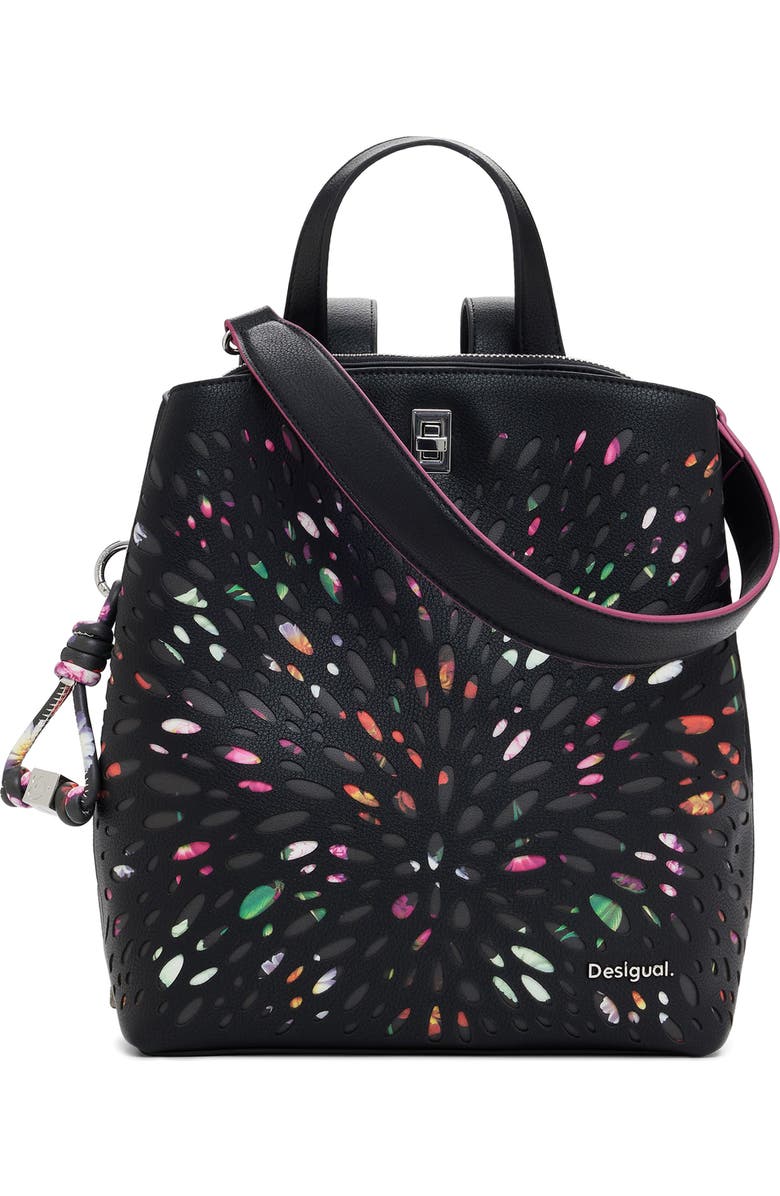 Desigual Mini Faux Leather Backpack, Main, color, Black