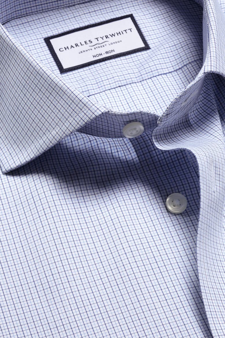 Non-Iron Poplin Check Shirt, Alternate, color, Cobalt Blue