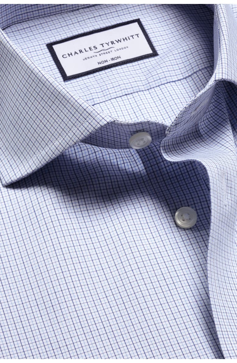 Charles Tyrwhitt Non-Iron Poplin Check Shirt, Alternate, color, Cobalt Blue