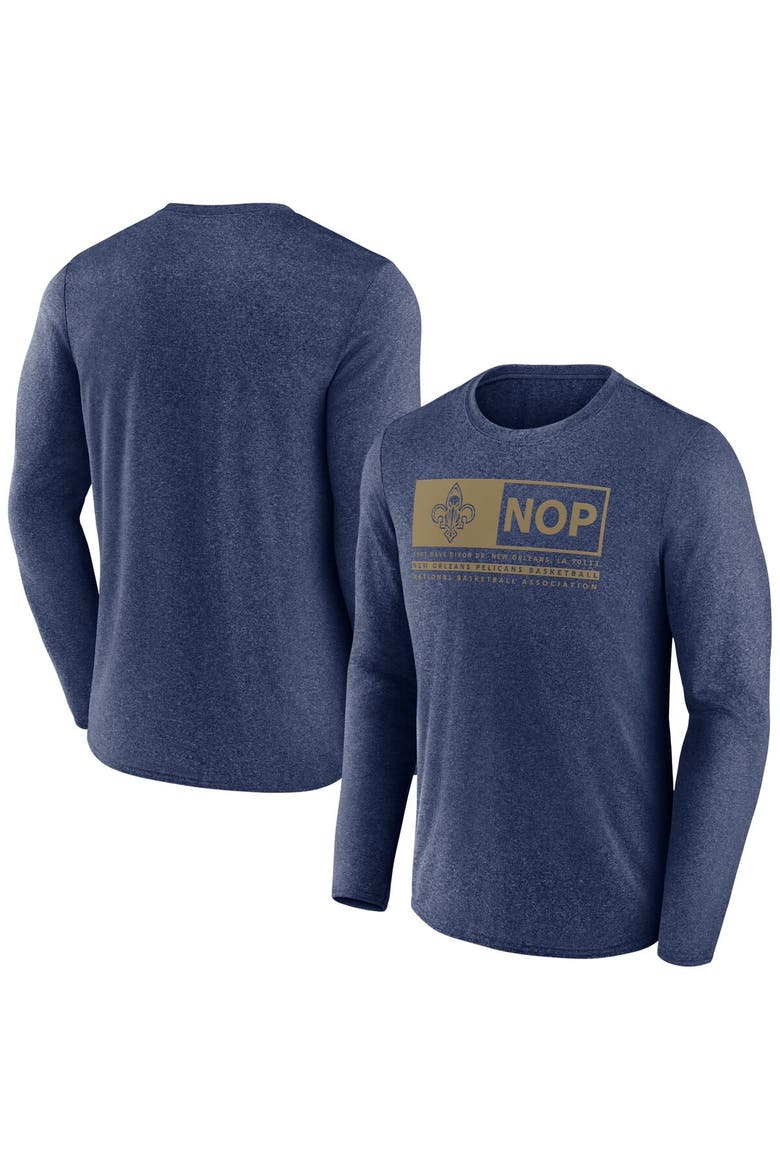 Men's Fanatics Branded Heather Navy New Orleans Pelicans Three-Point Play T-Shirt, Main, color, Heather Navy