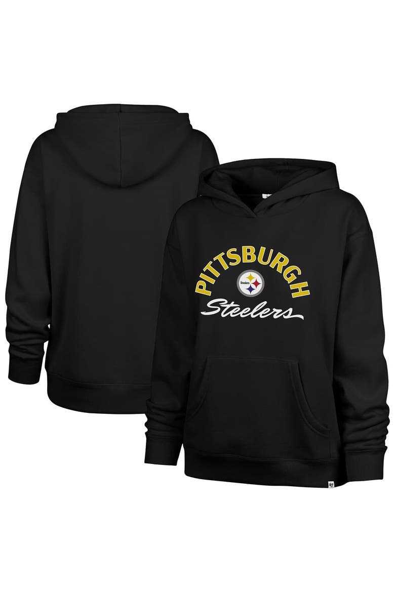 Women's '47 Black Pittsburgh Steelers Plus Size Whirlwind Naomi Hoodie, Main, color, Black